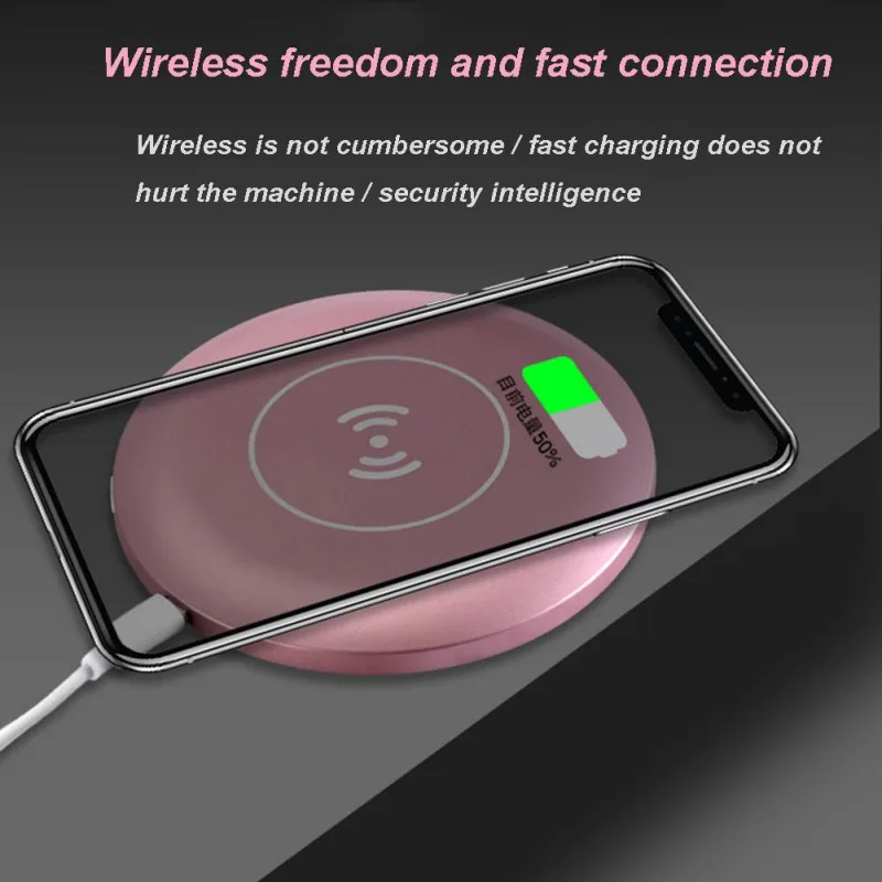 Портативное круглое мини-зеркало для макияжа со светодиодной подсветкой