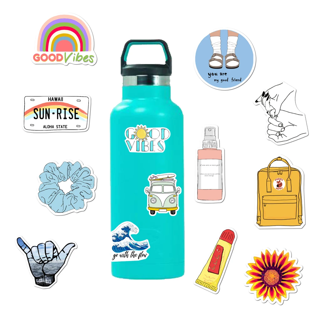 35 Uds. 100% pegatinas de vinilo de naturaleza bonita de la muchacha de VSCO para botellas de agua pegatinas est&eacute;ticas impermeables para las ni&ntilde;as para el coche del tel&eacute;fono port&aacute;til-3