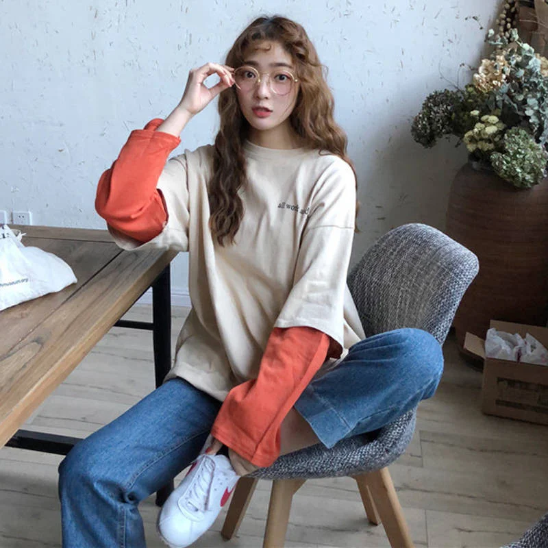 

Женская футболка с круглым вырезом, свободного покроя