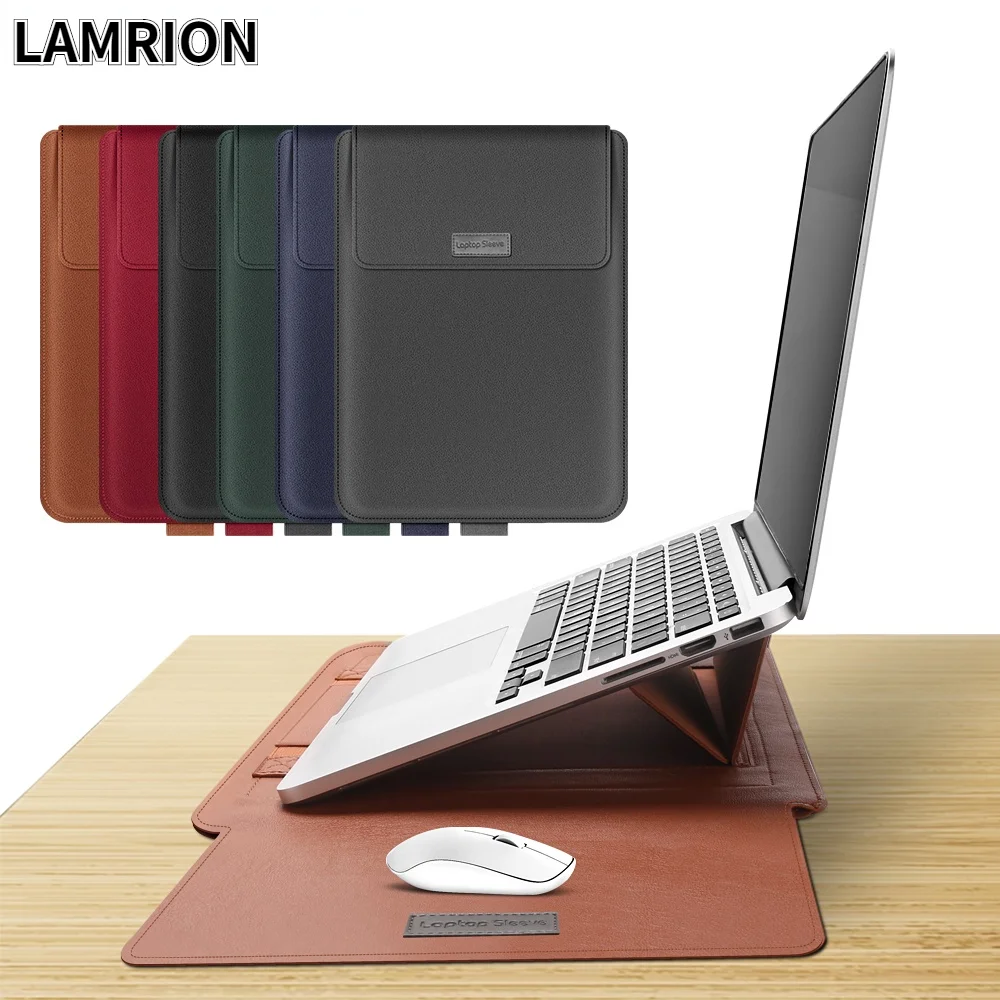 

Laptop Sleeve Bag 4 in 1 Laptop Stand Case with Cable Strap Mouse Pad Pouch for MacBook Air 13 Huawei Matebook 14 15 Cover