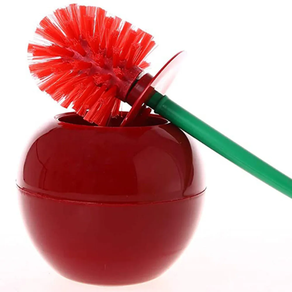 toilet brush and plunger set lovely red cherry lavatory round head cleaner holder bin for washroom bathroom clean household tool free global shipping
