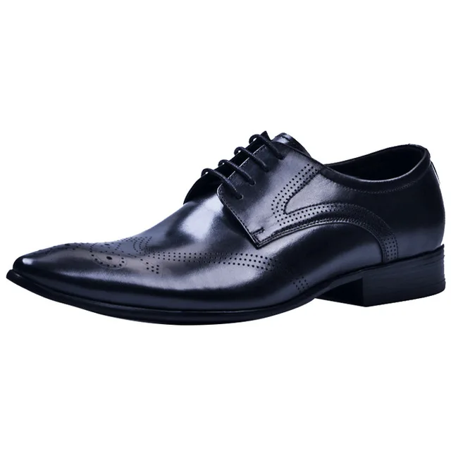 

Brand Italian Men's Shoes Genuine Leather Luxury Brand Handmade Black Oxford Shoes Office Formal Party Wedding Mens Dress Shoes