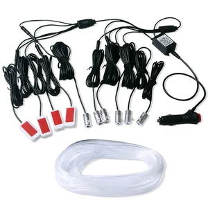 universal 10 in 1 rgb led with 8m car interior decor fiber optical strip light by app control 12v decorative atmosphere lamps free global shipping