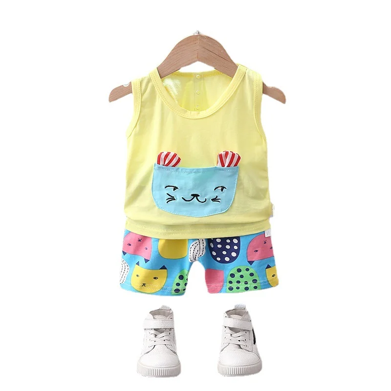 

Kid Infant Cotton New Summer Children Boys Cartoon Clothing Baby Girls Sports T Shirt Shorts 2Pcs/sets Clothes Toddler Tracksuit