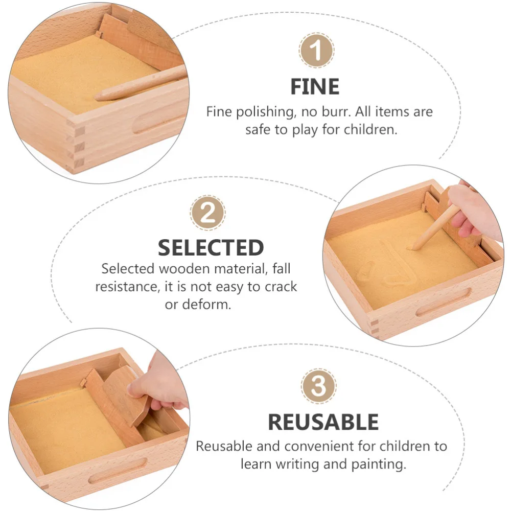 

1 Set of Children Sandbox Plaything Drawing Sand Table Toys Wooden Sandbox