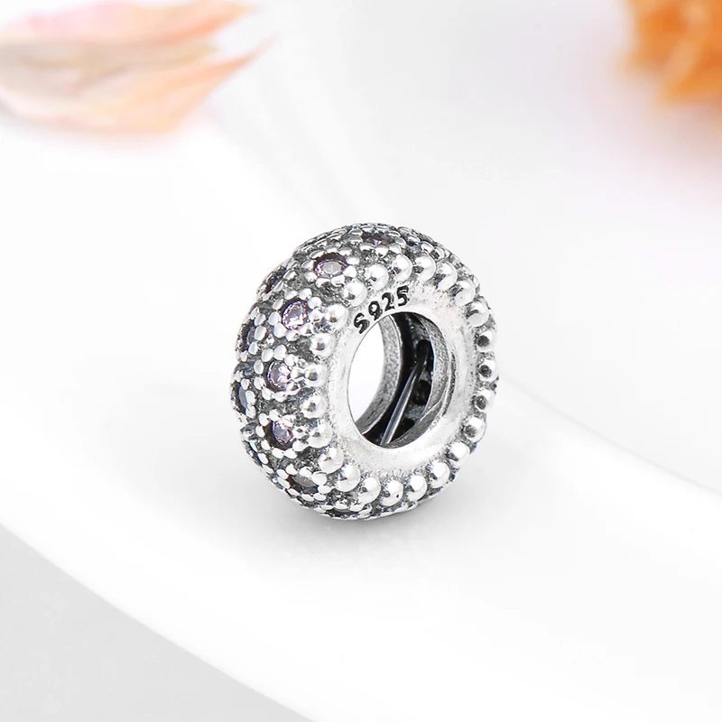 Новые искусственные серебряные бусины-разделители в виде цветка с розовым