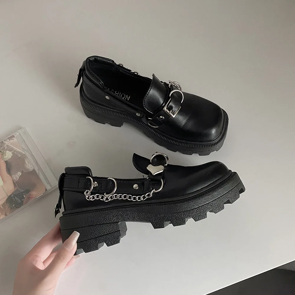 Женские туфли на толстой платформе британская кожаная обувь в стиле ретро Туфли