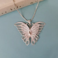 999 sterling silver butterfly pendant necklace women big luxury jewelry vintage ethnic handmade pendants valentines day gift