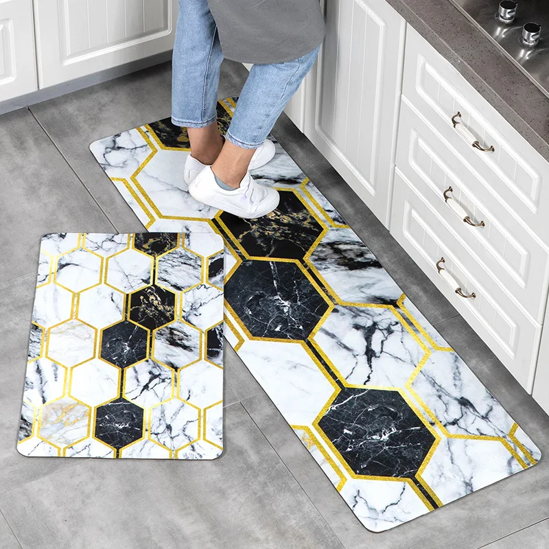 1 шт. мраморный Клетчатый ПВХ кожа кухонные ковры напольные коврики большие для