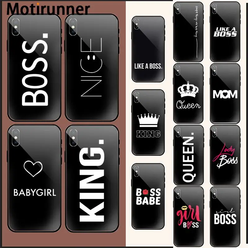 Motirunner Boss queen King Text Art Новое поступление черный чехол для телефона iPhone 11 pro XS MAX 8 7 6 6S