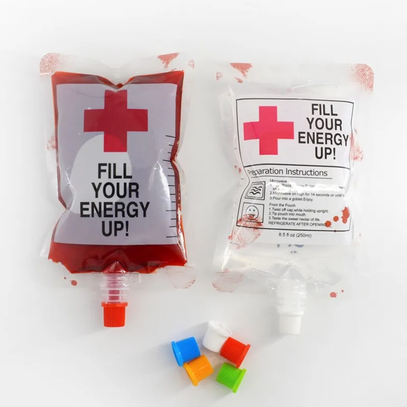 10PCS Halloween Cosplay Drink Container Bag Vampire Blood Pouch Props Zombie Beverage Drinks Bags Food Class PVC Water Bottle | Дом и сад