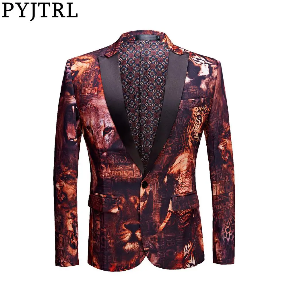 Пиджак PYJTRL мужской повседневный дизайнерский приталенный пиджак с 3D принтом