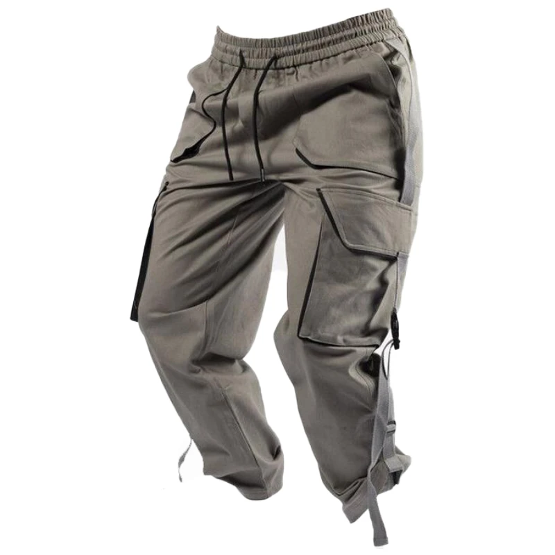 

Retro Fashion Hip-hop Street Loose Daily Split Joint Multiple-pockets Men's Cargo Pants Jogging Pants Men