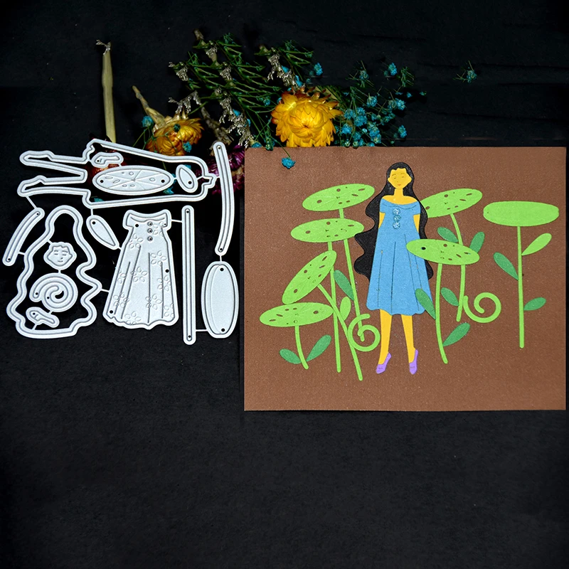 Цветок весна девушка металла резки штампы DIY Скрапбукинг фото альбом карты