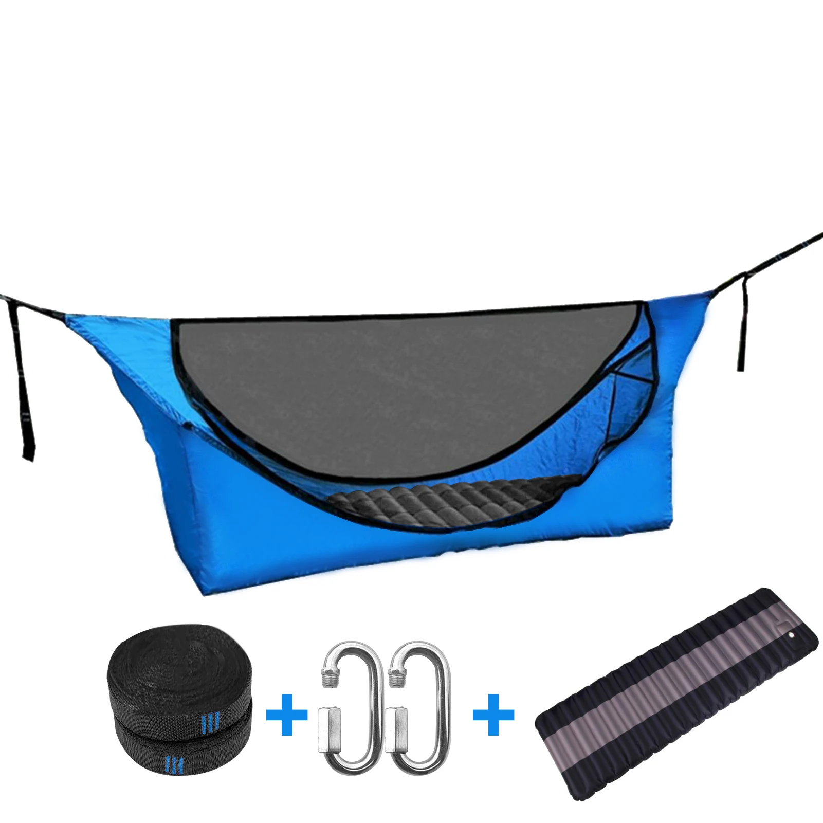 

Single Camping Hammock with Sleeping Mat Anti-Mosquito Hammock Set Lightweight Portable Cot Hanging Bed Hunting Sleeping Swing
