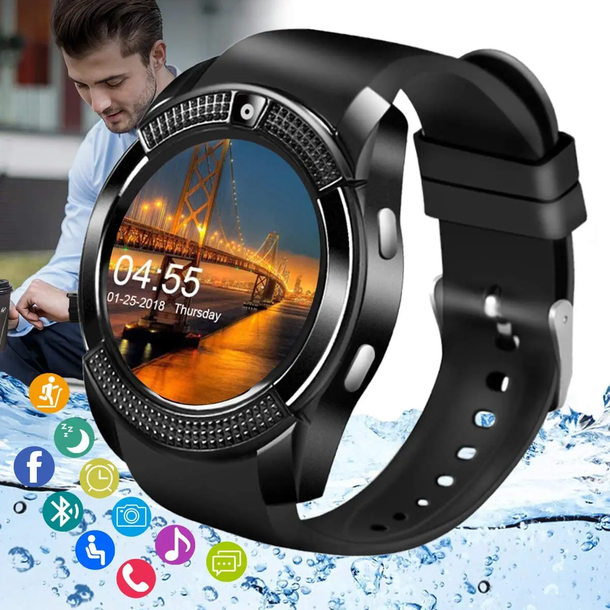 

Умные часы, умные часы Android с сенсорным экраном, Bluetooth, умные часы со слотом для SIM-карты и камерой, наручные часы для Android iOS