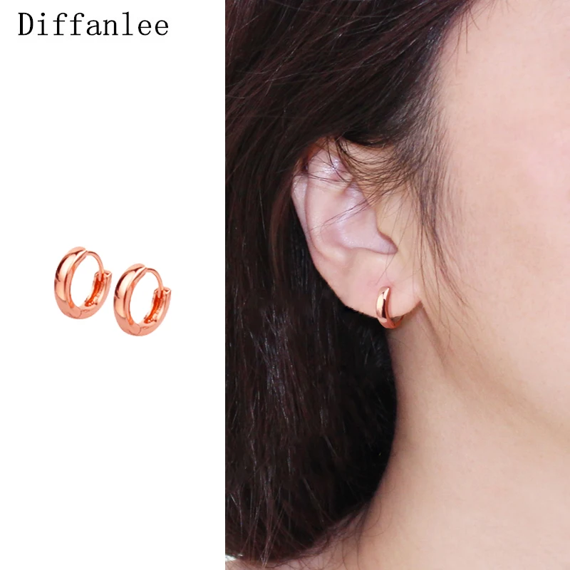Мини Тонкий тренд розовое золото цвет хип хоп Huggie круг маленькие серьги кольца