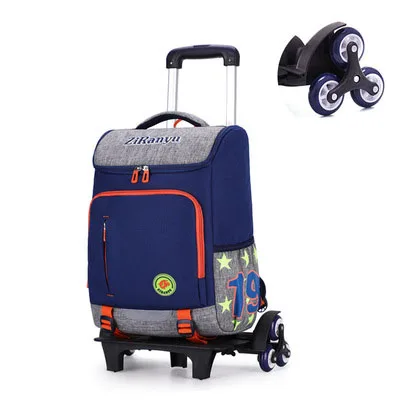 6 wheels Чехол с мультяшной тележкой, школьная сумка для детей 6-10 лет, водонепроницаемый рюкзак для девочек, багаж для путешествий - Цвет: 6 wheels