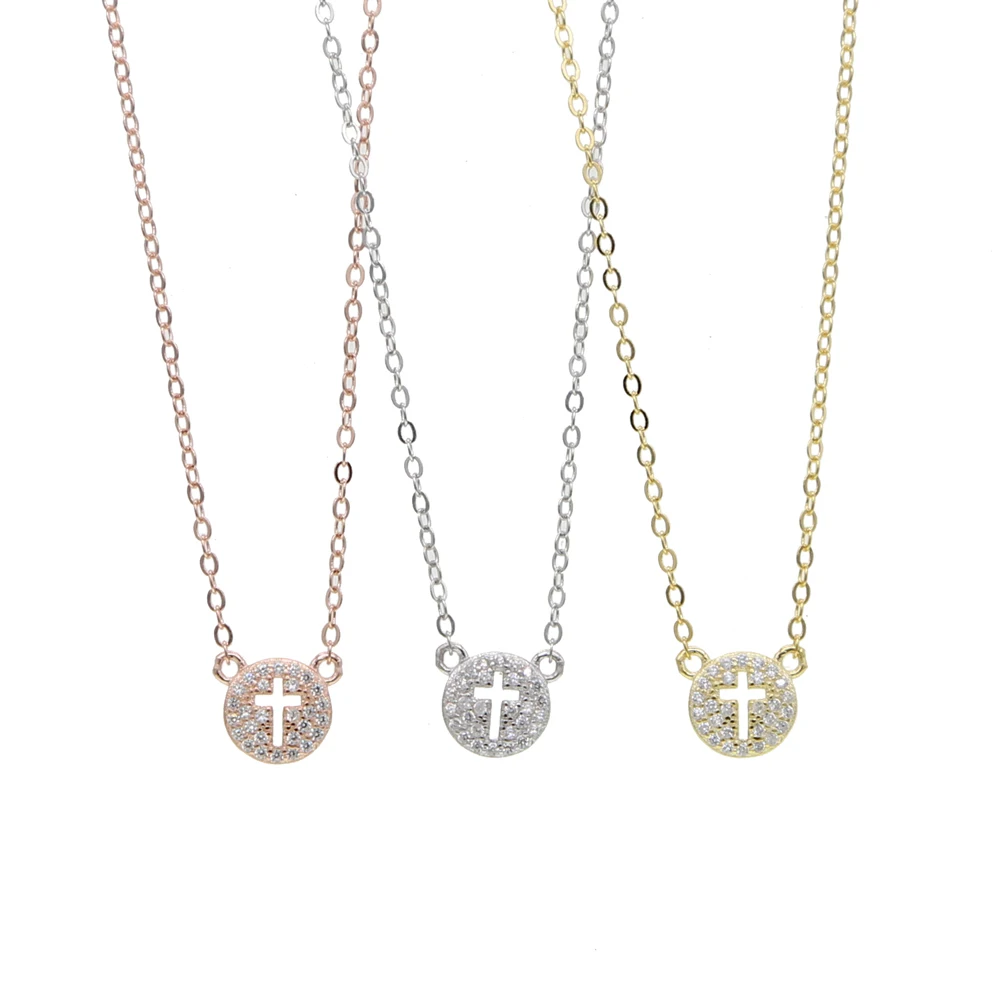 Летнее женское колье с цепочкой из настоящего серебра 925 пробы круглой подвеской