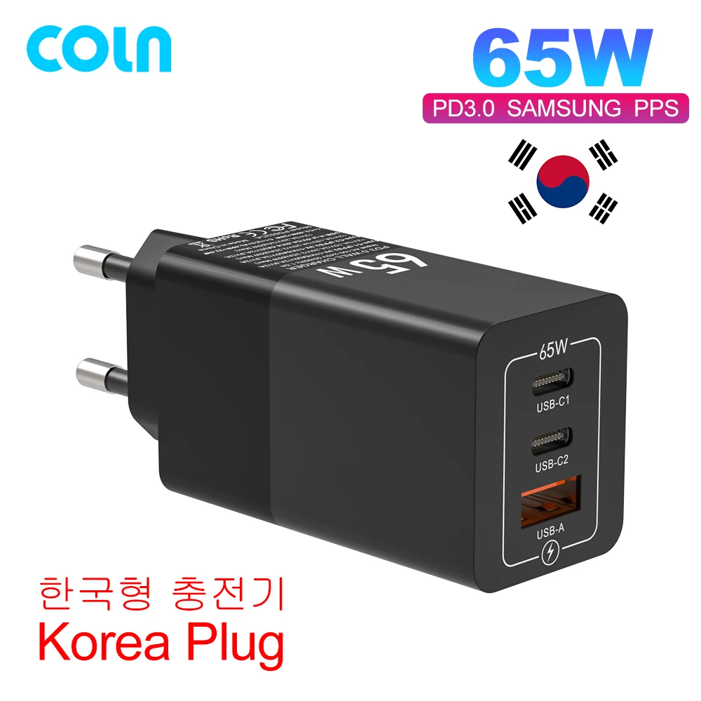 PD65W GaN USB C зарядное устройство Тип 45 Вт 20 PPS QC3.0 Korea KR Plug быстрое адаптер для MacBook Samsung