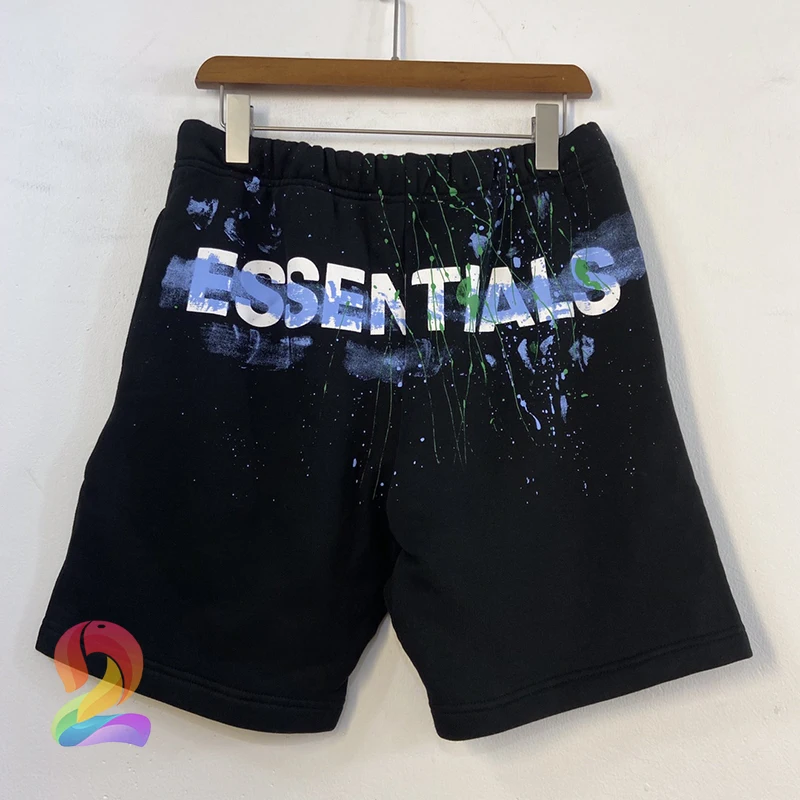 

Men's Shorts Splash Ink Graffiti Print Essentials Plus Velvet Shorts Oversize Cotton Casual Women Essentials Drawstring Shorts