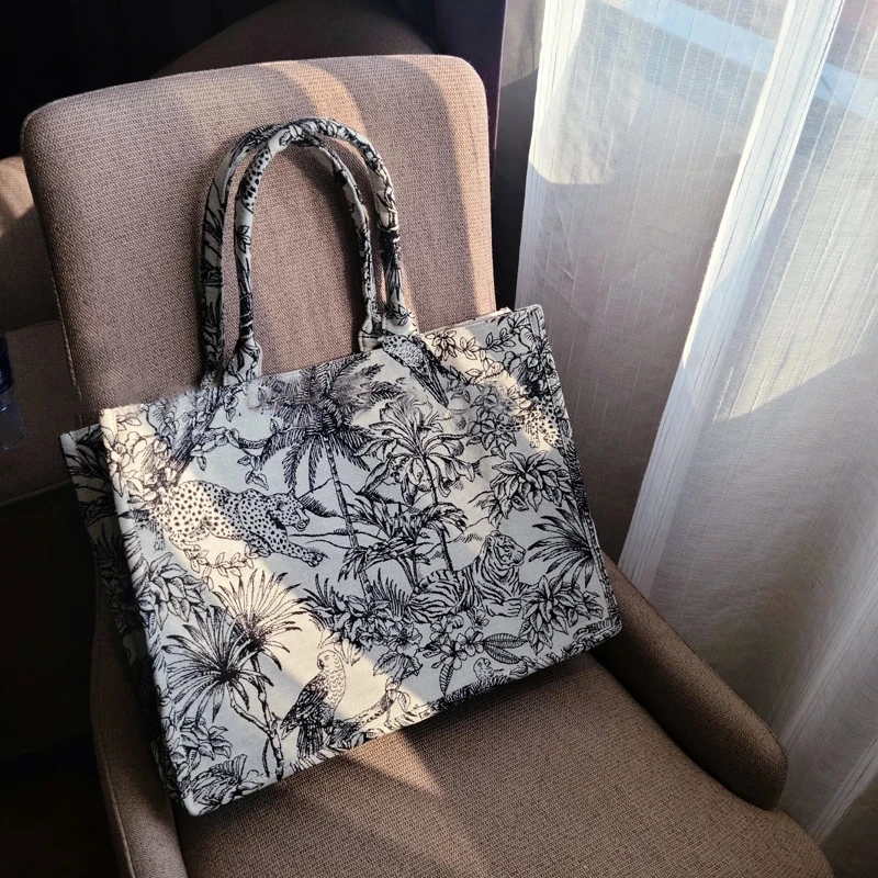 

Luxury Designer Handbag for Women's Fashion Brand Designer Bag Jacquard Embroidery Female Girls Shopper Canvas Tote Shoulder Bag