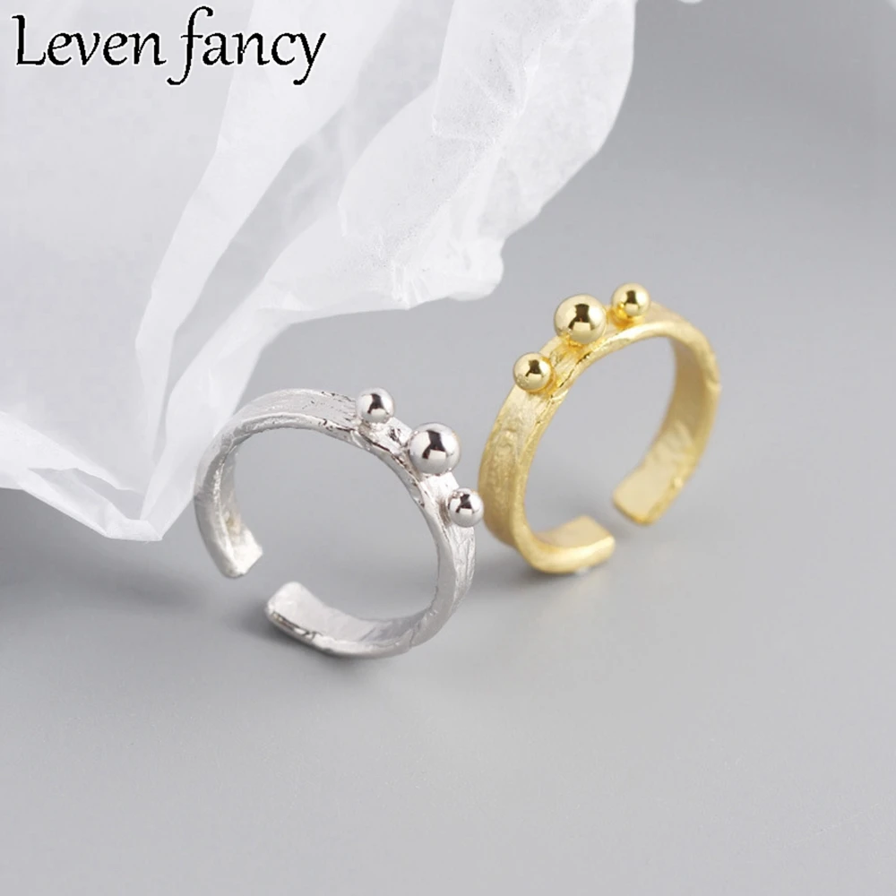 

Кольцо из серебра 925 пробы, регулируемое кольцо из 18-каратного золота с шариком из 3 бусин, женские элегантные ювелирные украшения серебристый неправильной формы года, дикая Европа