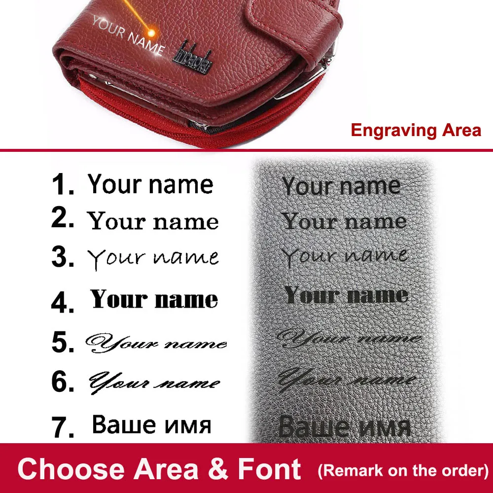 High Quality JINBAOLAI Genuine Leather Women's Wallet - Solid Red Purse & Card Holder image 5