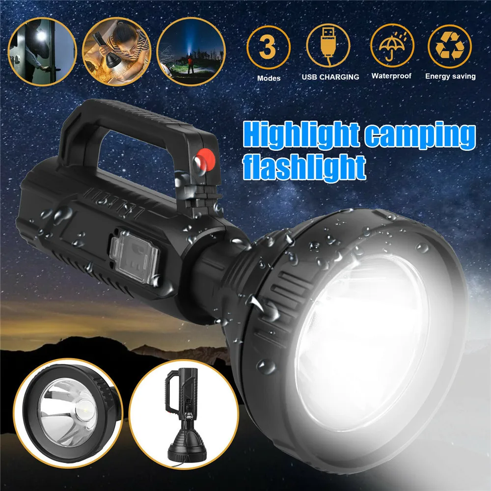 

2022 New Usb Rechargeable Led Searchlight Portable Super Bright Handheld Spotlight Flashlight Outdoor Camping Hiking Lights