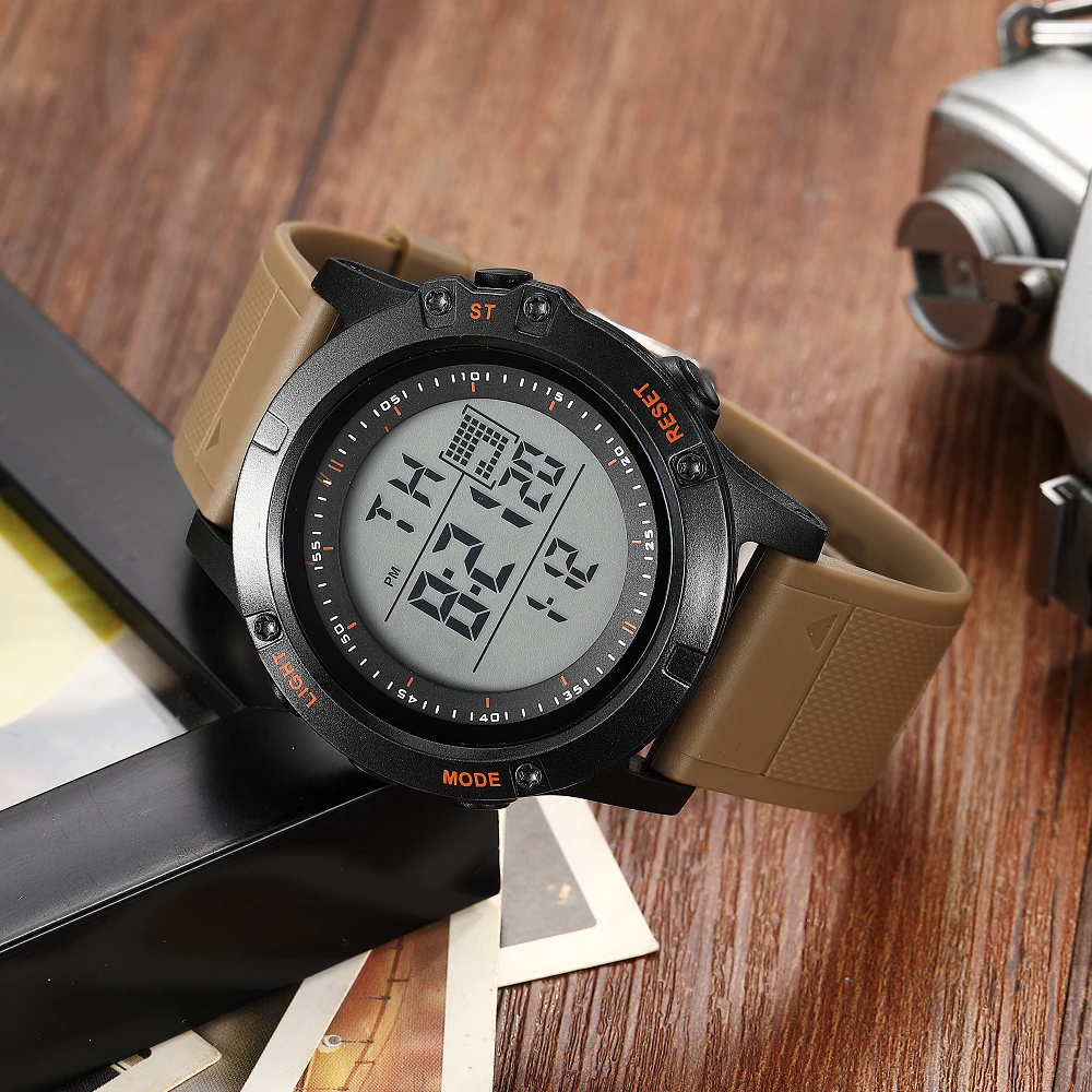2019 Ohsen цифровой бренд lcd красные мужские часы для мальчиков reloj hombre 50M Dive хаки
