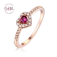 skm vintage halo diamond wedding ring 14k rose gold ruby engagement ring heart rings for women