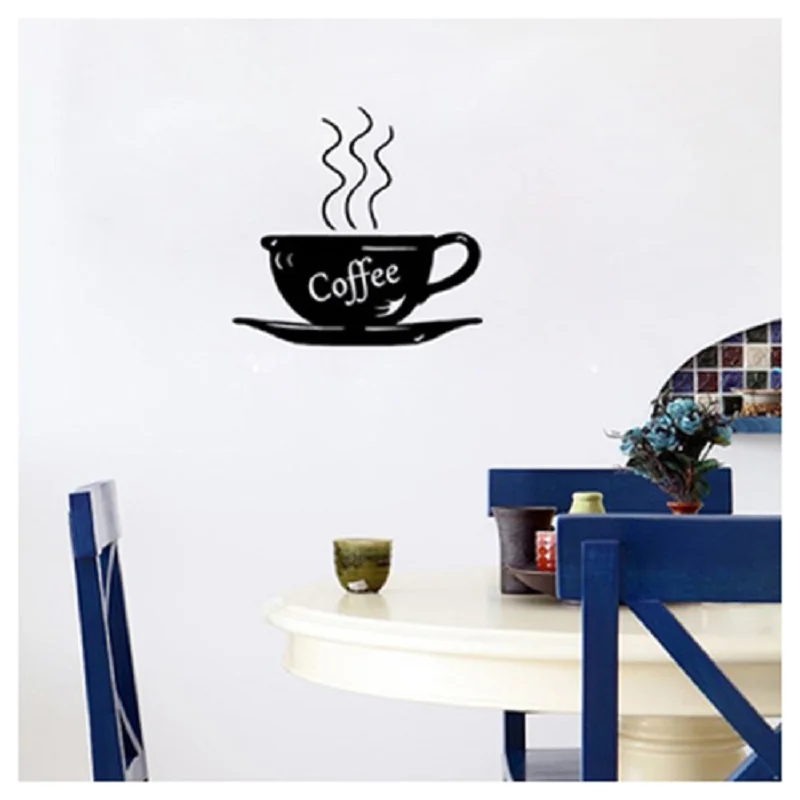 

Black Coffee Cups Wall Art Stickers PVC Home Kitchen Restaurant Cafe Tea Wall Sticker Coffee Cups Sticker Wall Decal Decor DIY