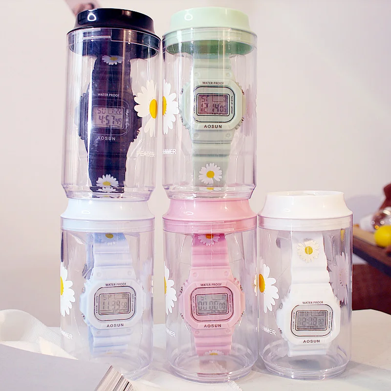 Светящиеся светодиодные цифровые часы набор спортивных женских подарочных