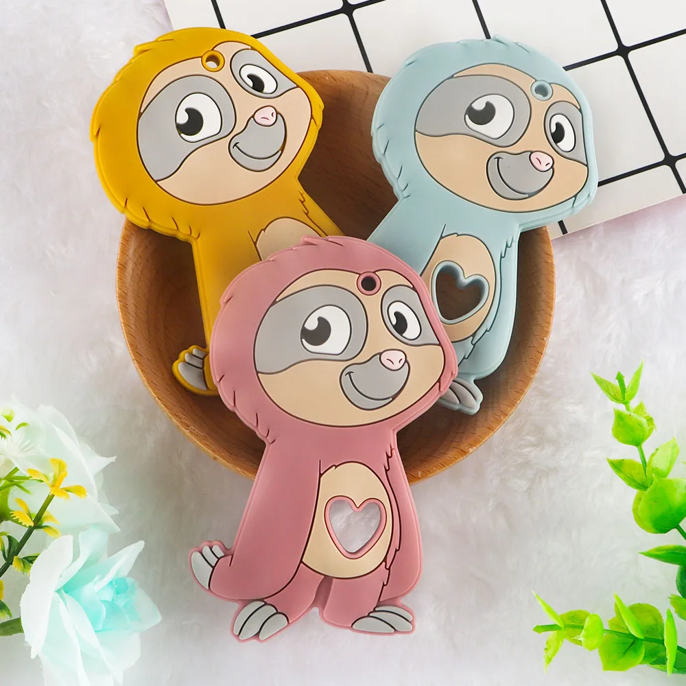 

Kovict 1Pc New Sloths Silicone Teether Food Grade Pendants DIY Pacifier Chain Necklace Accessories Baby Care Molar Toys