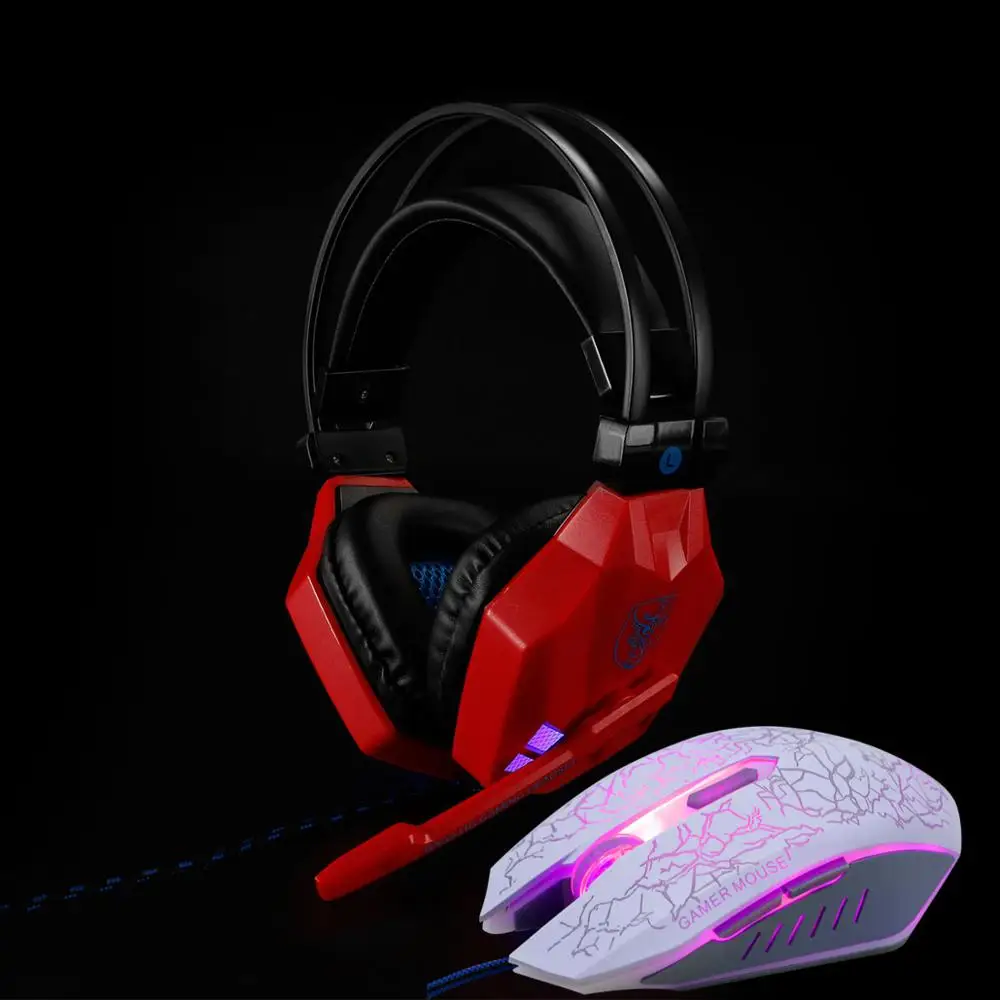 PS850 rd-BJ011 Led 3,5 мм наушники игровая гарнитура с микрофоном для геймеров ПК PS4 игры Стерео Игровые наушники с микрофоном для компьютера - Color: PS850 rd-BJ011