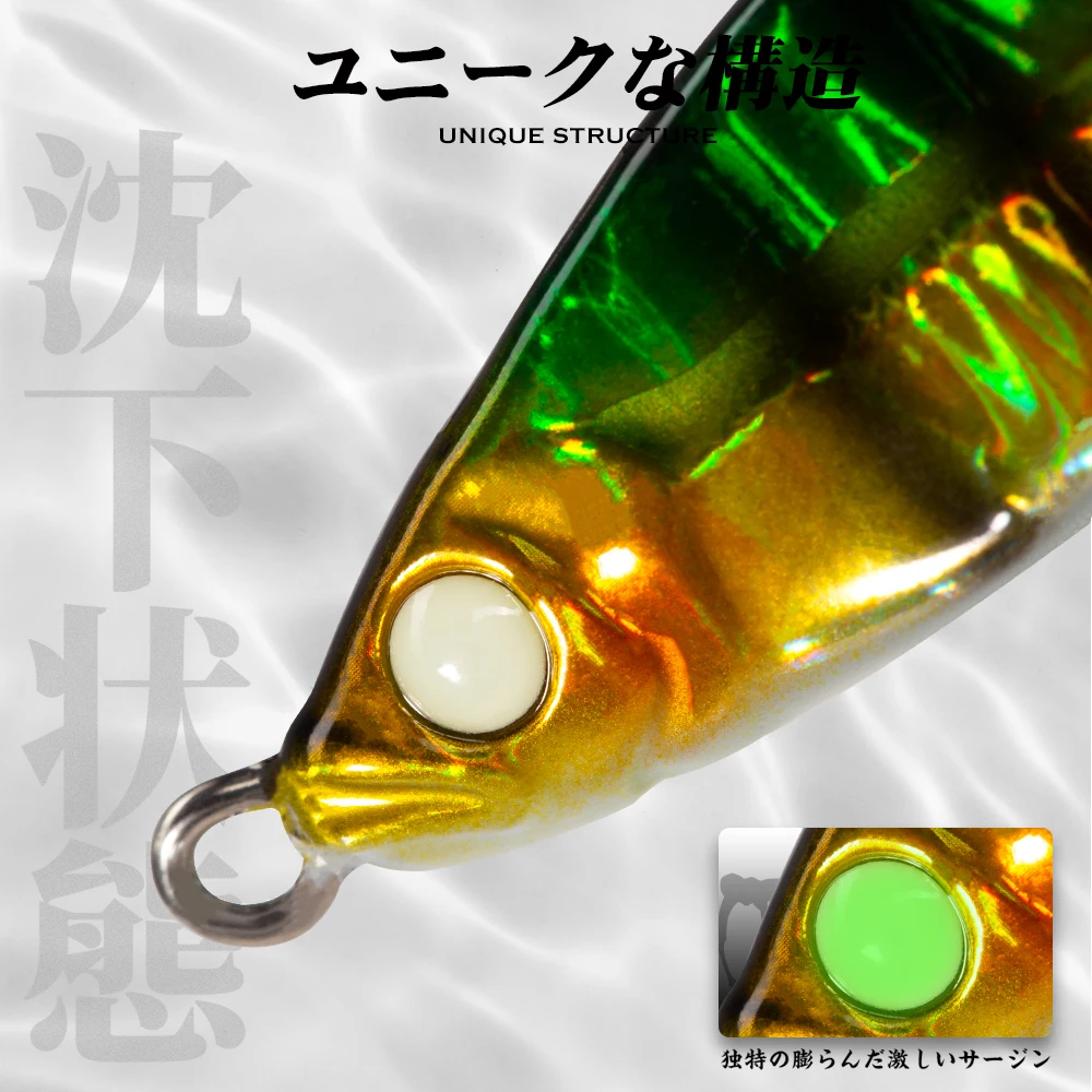 Hunthouse LIZINC metal jig fishing lure 3.5/5/7/10/14g micro jig lures sinking shore jigging bait for fishing bass pike UV eyes