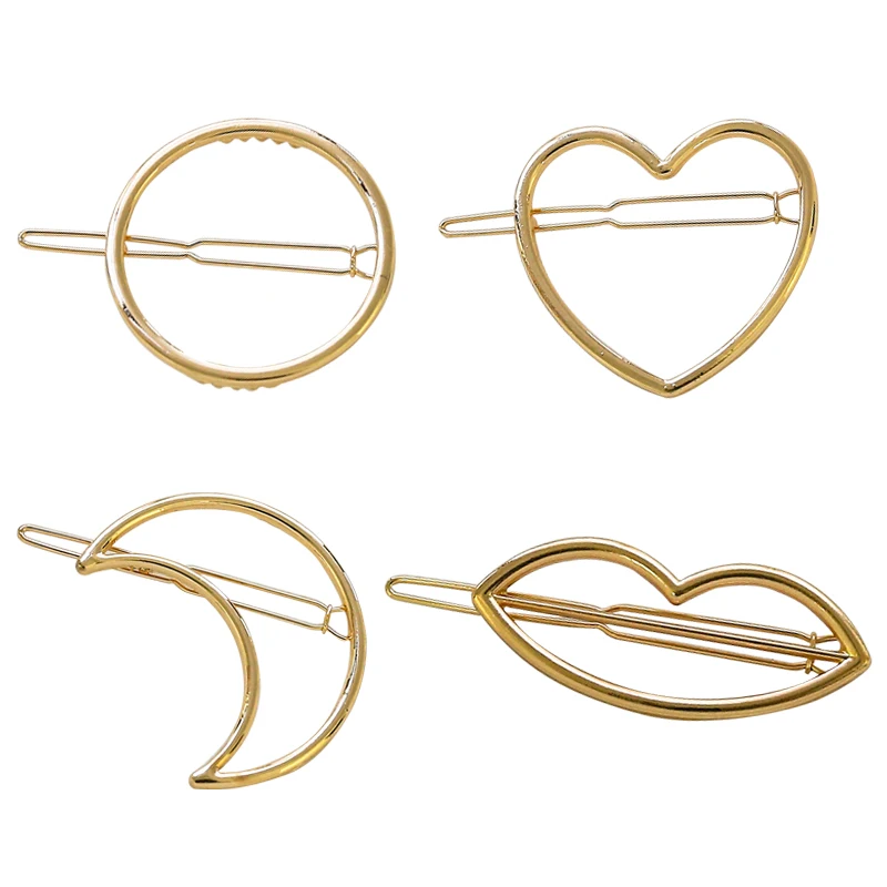 

Exquisite Woman Hair Accessories Triangle Hair Clip Pin Metal Geometric Hairband Moon Circle Hairgrip Barrette Girls Hairpins