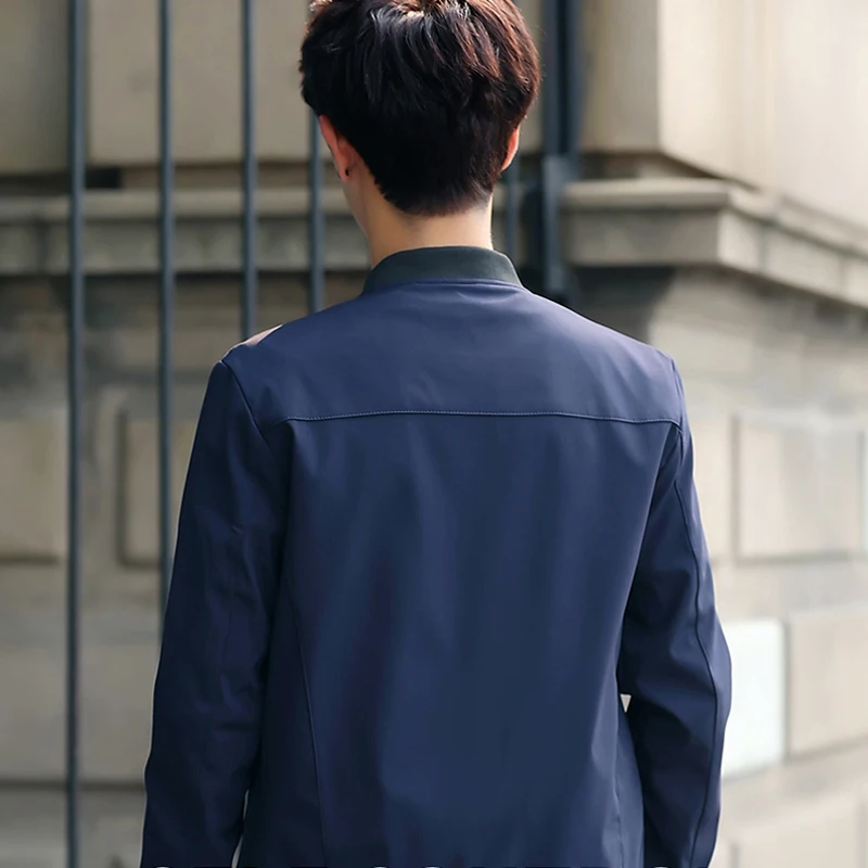 Мужская куртка бомбер 2020 тонкая приталенная бейсбольная с длинным рукавом