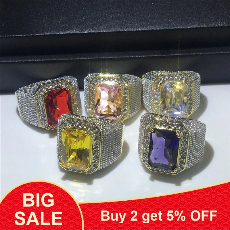 Кольцо обручальное мужское с белым цирконом модное кольцо крупным фиолетовым и