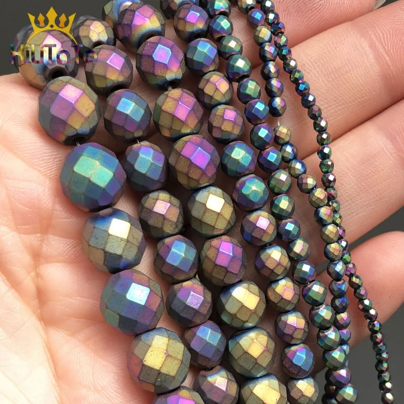 Граненые Бусины Из Натурального Гематита матовые разноцветные Круглые бусины