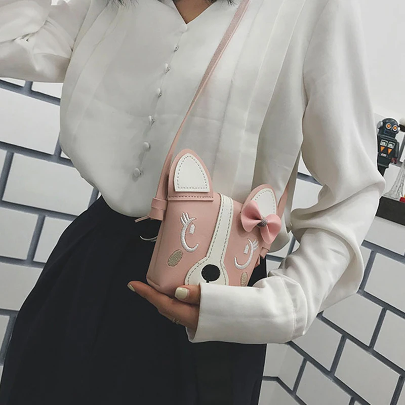 3D Мини милая собака животных Лук Дети сумка через плечо Повседневная для покупок