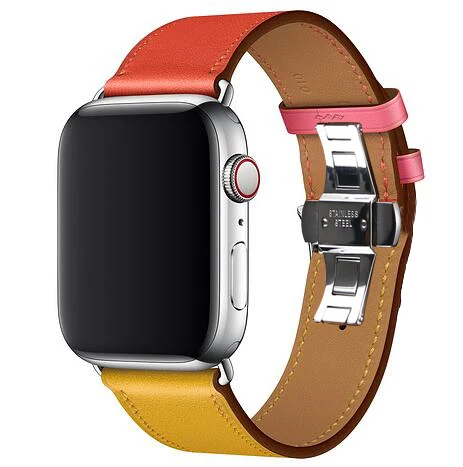 Новейшая модель; кожаный ремешок для наручных часов iWatch, ремешок для наручных часов Apple Watch, версии 5 4/3/2/1 38 мм 40 мм 42 44 мм наручные Braceletseries 5 - Цвет ремешка: yellow rose
