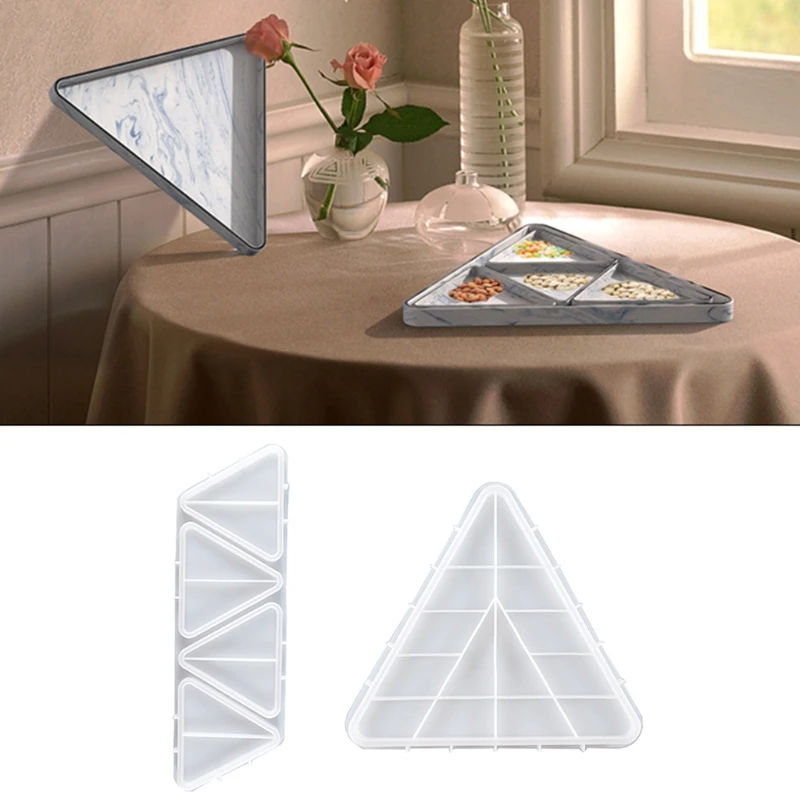 

Multi-purpose Triangle Platter Epoxy Resin Mold Fruit Nut Storage Tray Silicone Mould DIY Crafts Home Decorations Mold