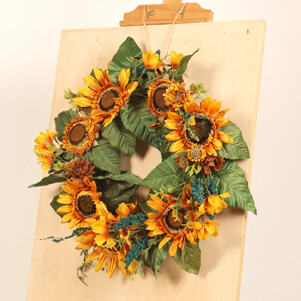 Искусственный венок из подсолнухов цветочный настенное крепление декоративные