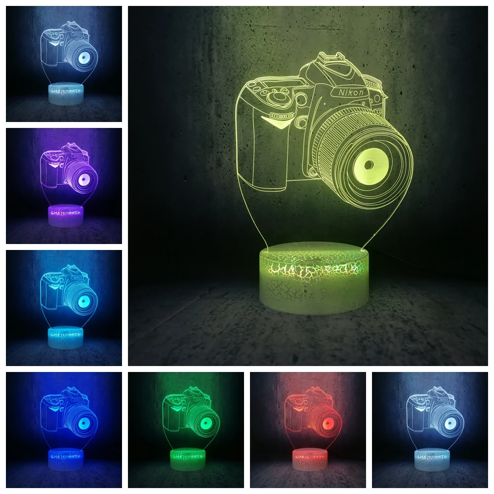 Светодиодный светильник Nikon camera, светильник ing, креативный 3D светодиодный USB светильник, ночник, подарки для подростков, декор для комнаты, настольная лампа, подарок для фотографов