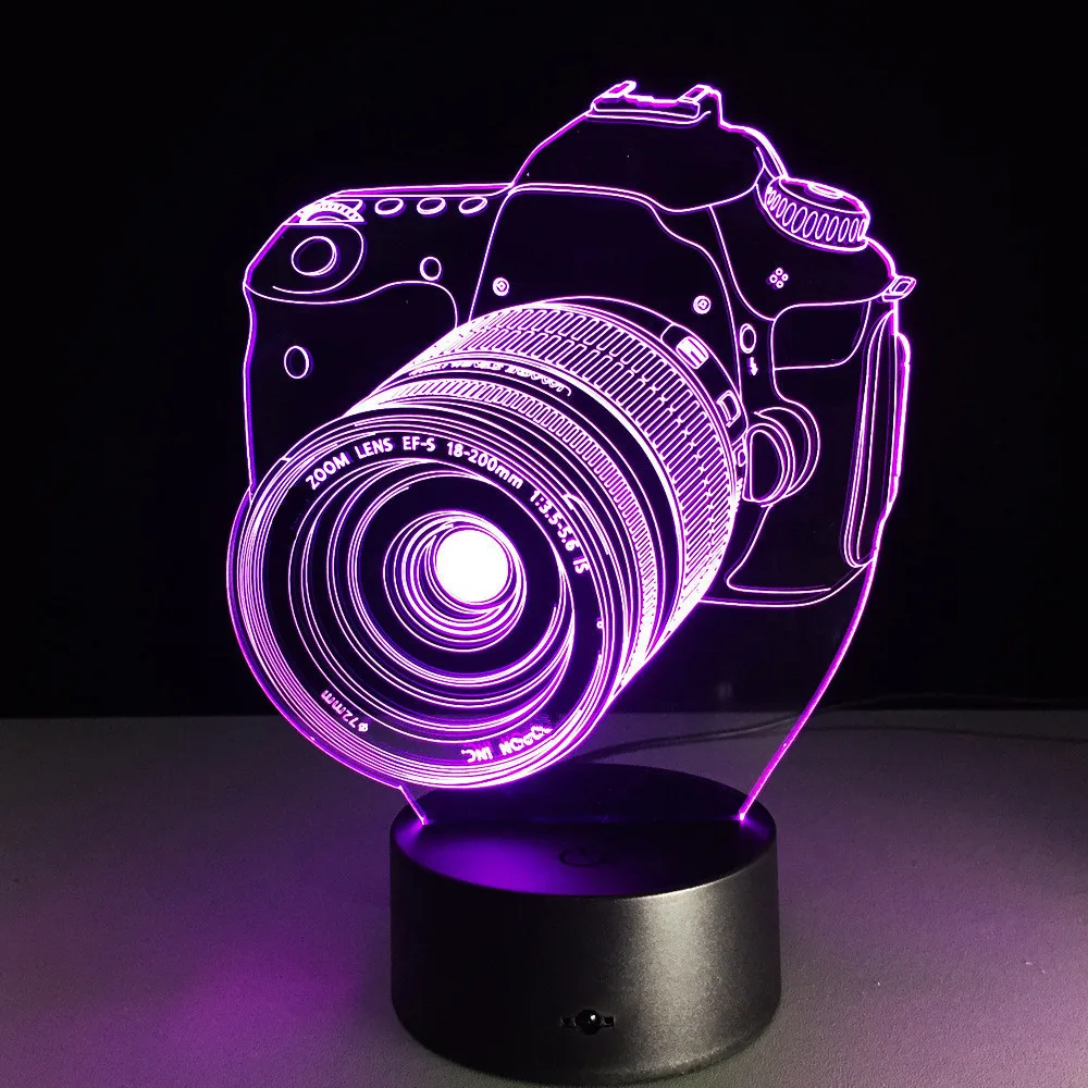 Подарок для подруги бойфренда 7 цветов Изменение 3D Голограмма камера лампы вечерние Подарок на годовщину подарок на день Святого Валентина