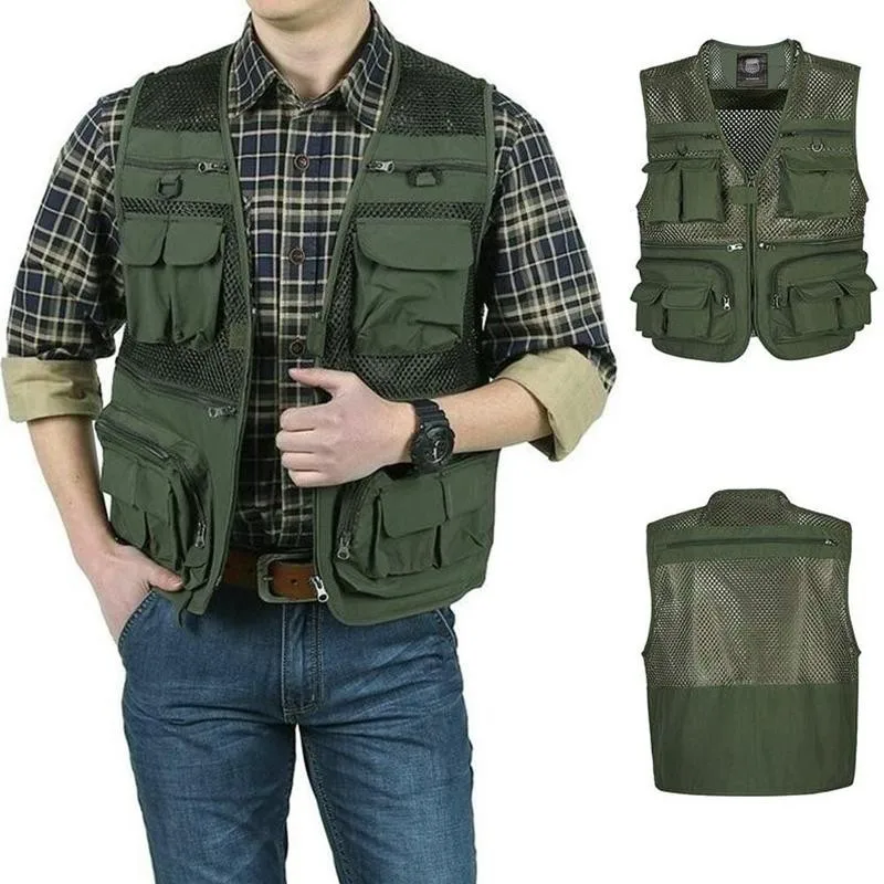 Открытый жилет для рыбалки быстросохнущая дышащая карманами куртки в сеточку