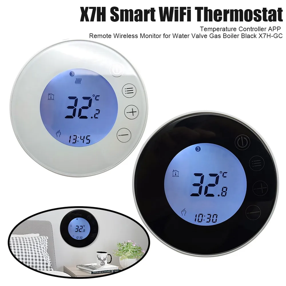 

X7H Smart WiFi Thermostat Temperature Controller APP Remote Wireless Monitor For Water Valve Gas Boiler White Black GA GB GC