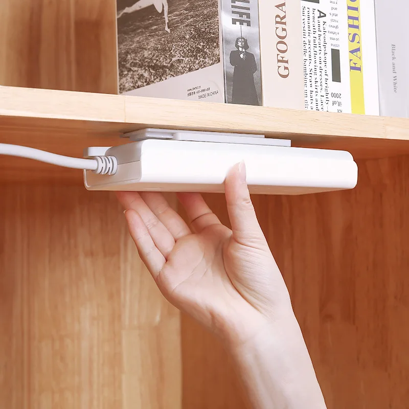 

Free Row Plug Holder Wall-mounted Wire Seamless Plug Row Line Board Shelf Hanging Socket Buckle Router Storage Cable Manement