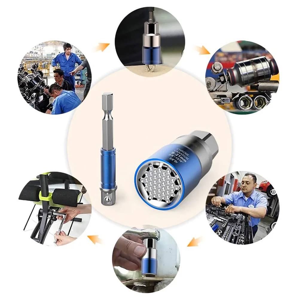 

All-Powerful Socket Wrench Adapter 9-21 MM Adjustable Universal Socket Torque Ratchet Socket Adapter Wrench Sleeve Repair Tool